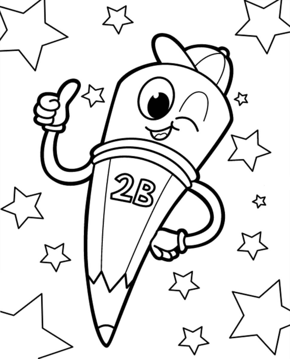 Lápiz de Dibujos Animados 2B con Estrellas