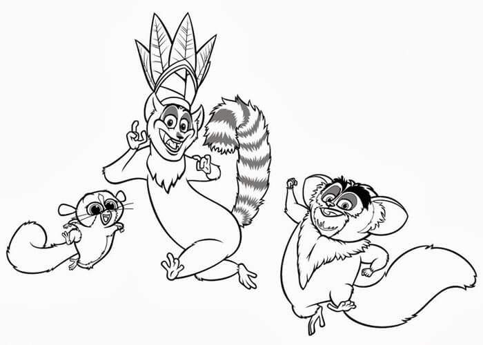 Lemur de tres Dibujos Animados