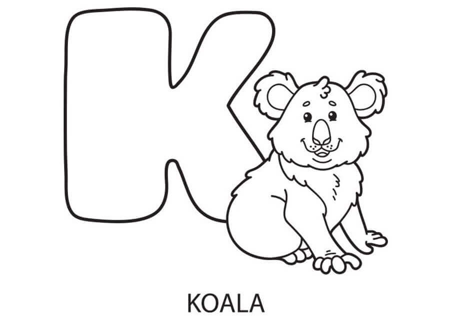 Letra K y Koala para colorear, imprimir e dibujar –ColoringOnly.Com
