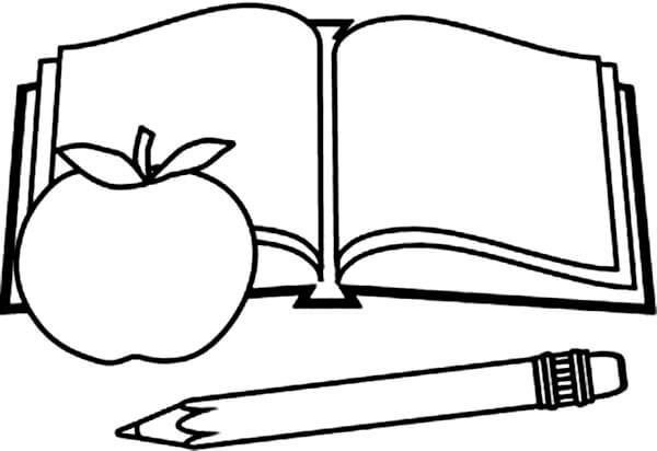 Libro, Lápiz y Manzana