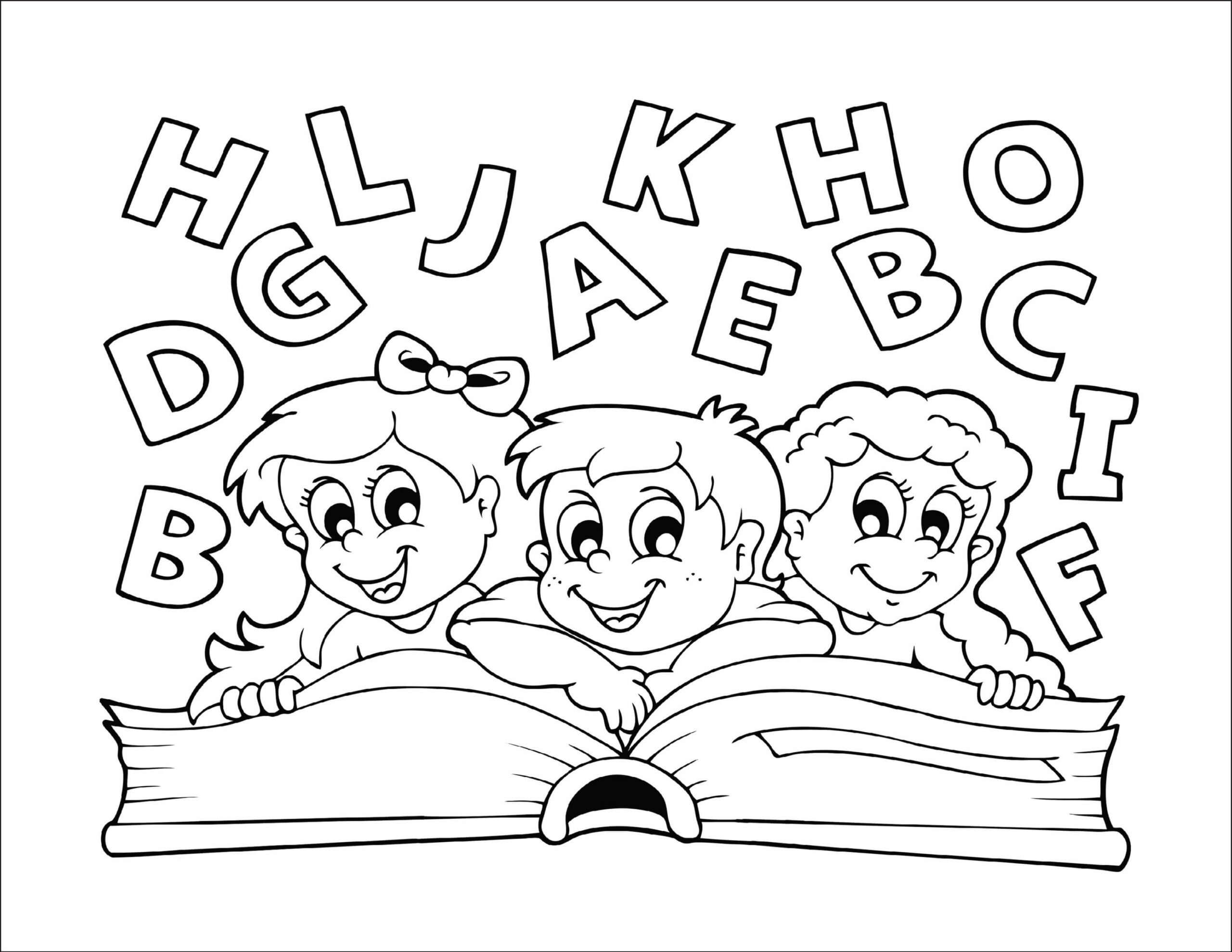 Libro de Lectura de tres Niños en la Escuela para colorear, imprimir e  dibujar –
