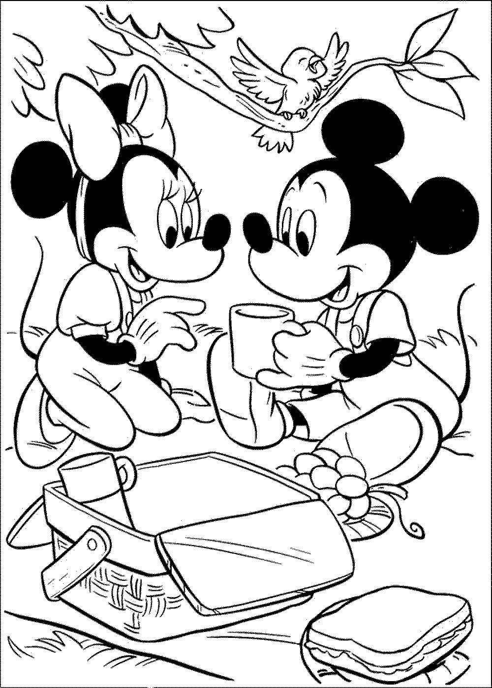 Linda Minnie Mouse y Mickey Mouse en picnic