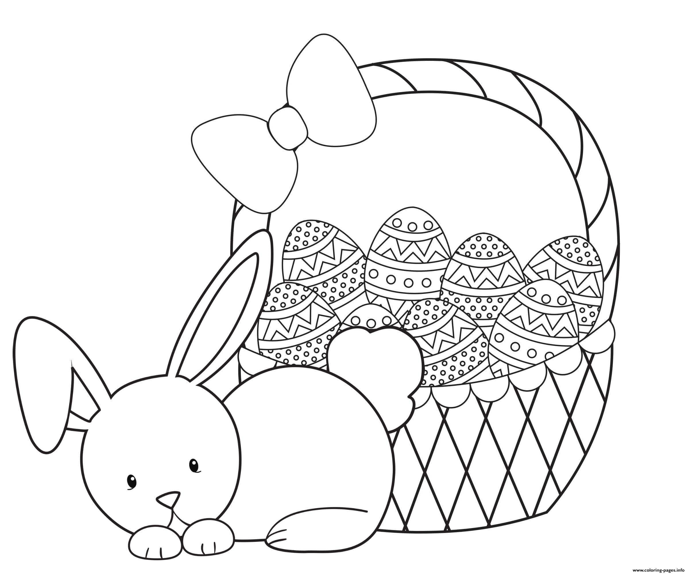 Lindo Conejo con Cesta de Huevos de Pascua