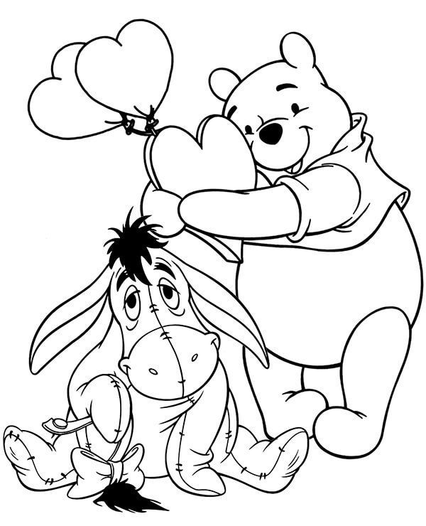 Lindo Pooh y Eeyore con Globo