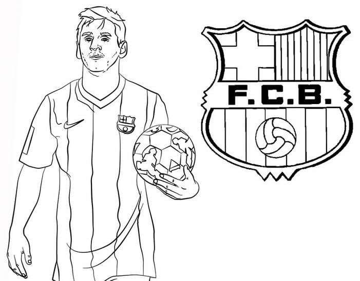 Lionel Messi con Balón y logo Barcelona