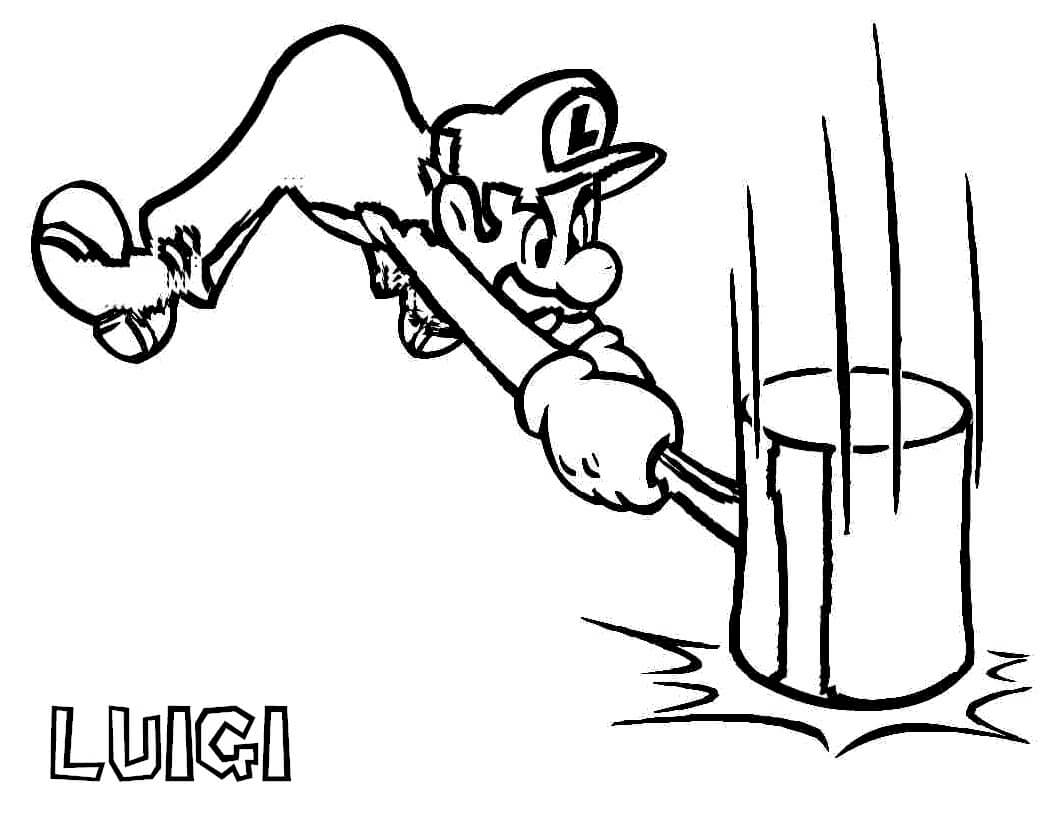 Luigi Golpeando el Martillo