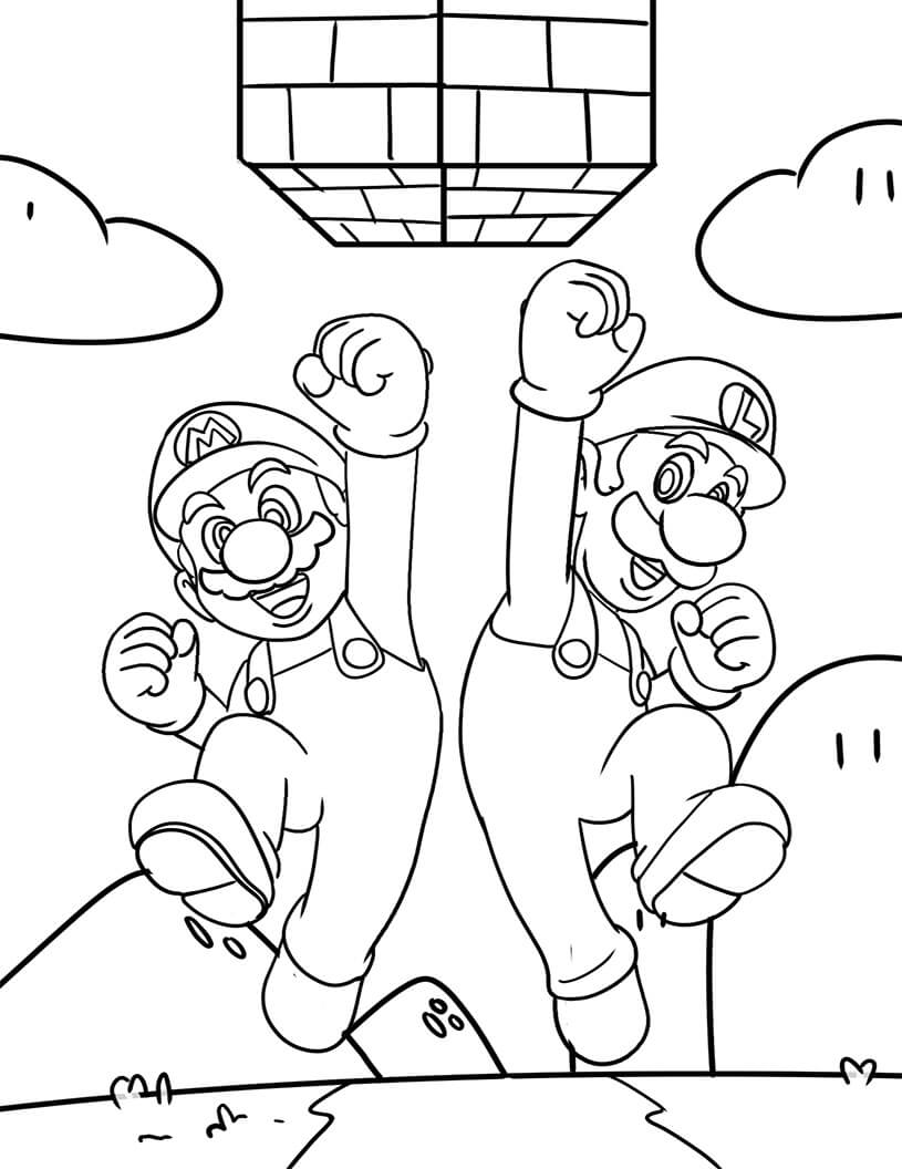 Luigi y Mario Saltando