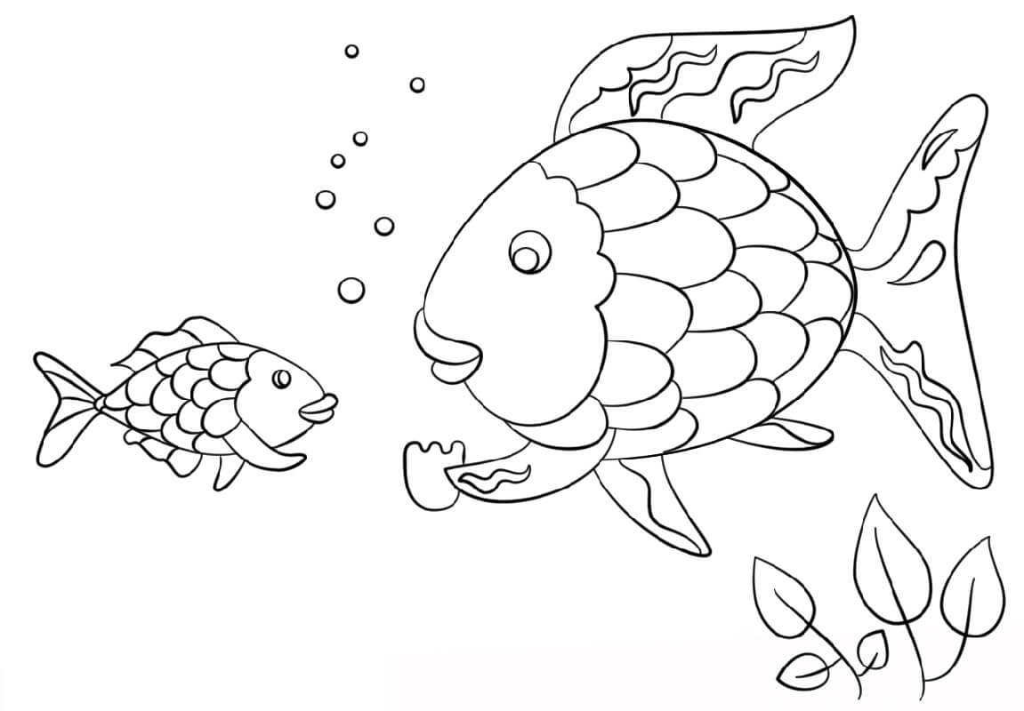Madre pez Arcoiris y bebe pez Arcoiris
