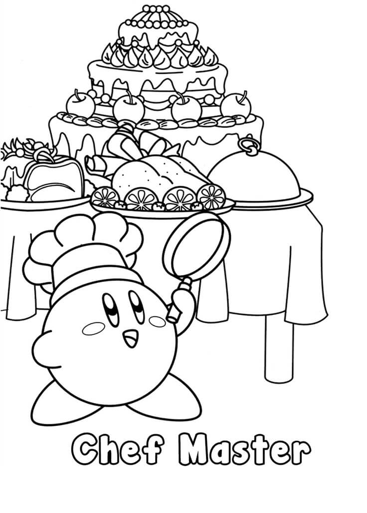 Maestro Cocinero Kirby para colorear, imprimir e dibujar –