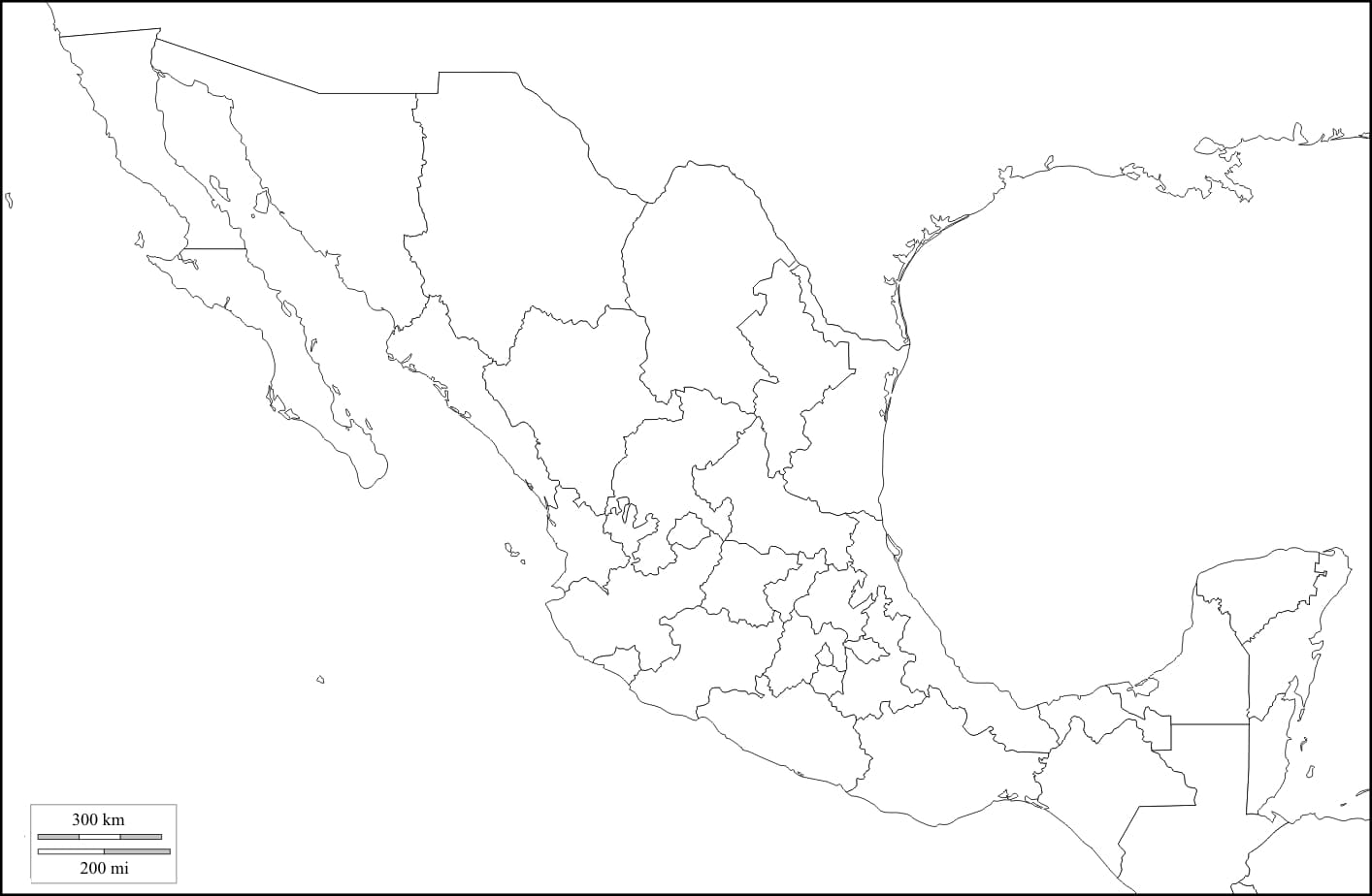 Mapa Imprimible de Mexico