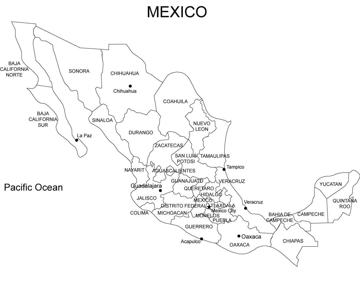Mapa De Mexico Gratis Para Colorear Imprimir E Dibujar Coloringonlycom