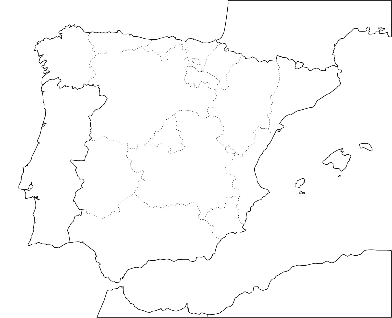 Mapa en blanco de España Imagen imprimible HD