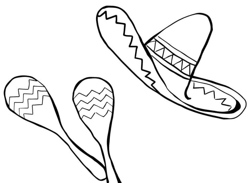 Maracas y Sombrero Mexicano