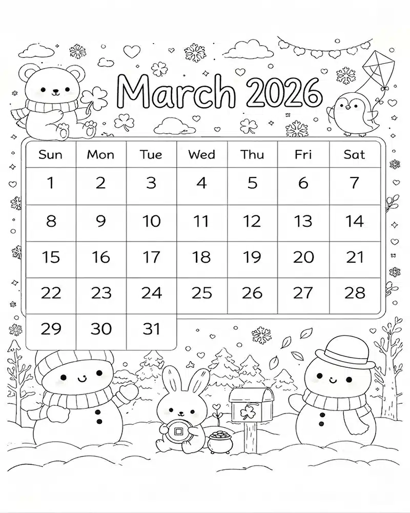 Marzo 2026 para niños