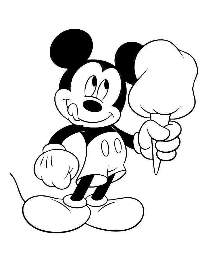 Mickey Mouse Sosteniendo Algodón de Azúcar