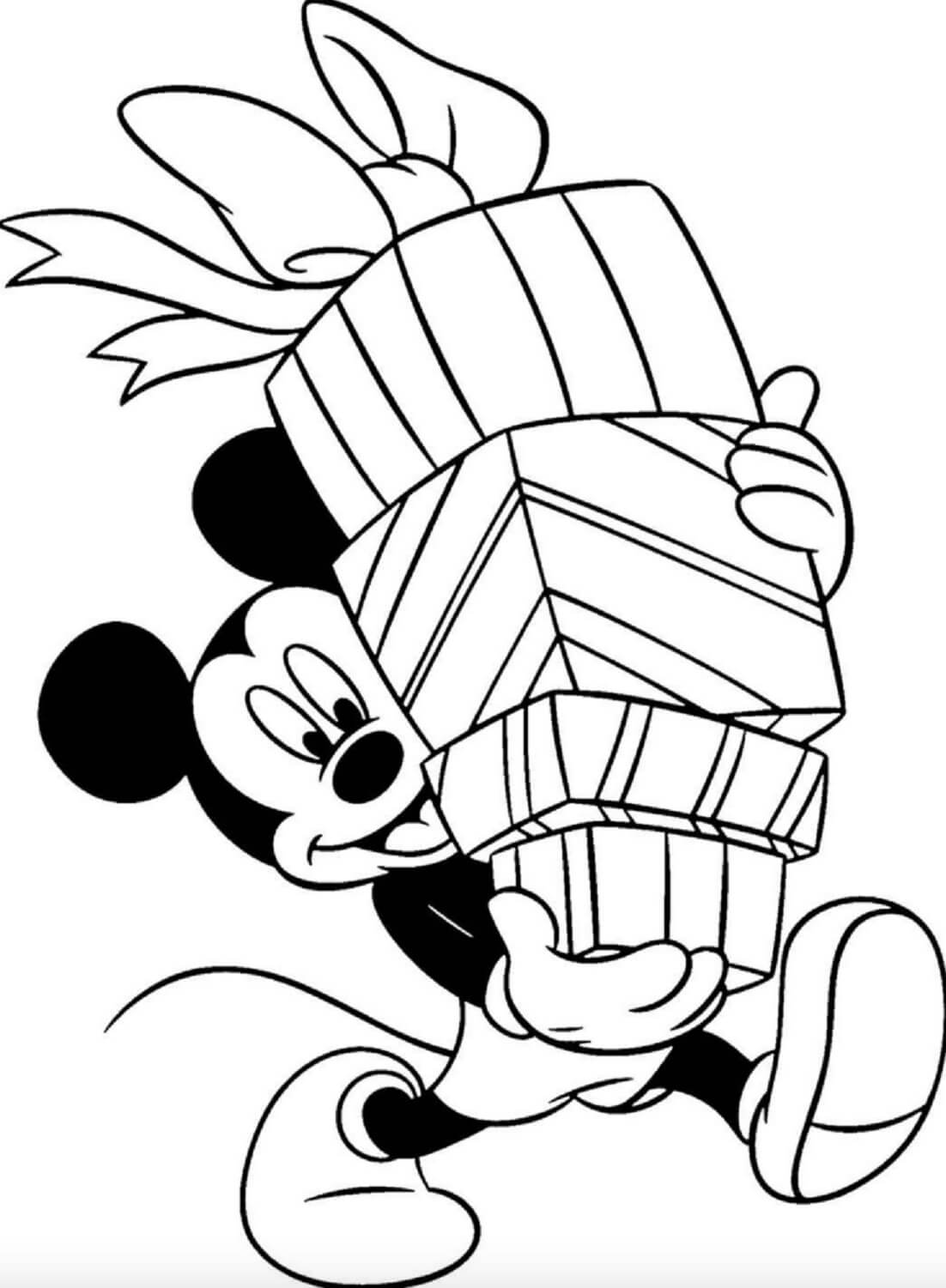 Mickey Mouse Sosteniendo Cajas de Regalo