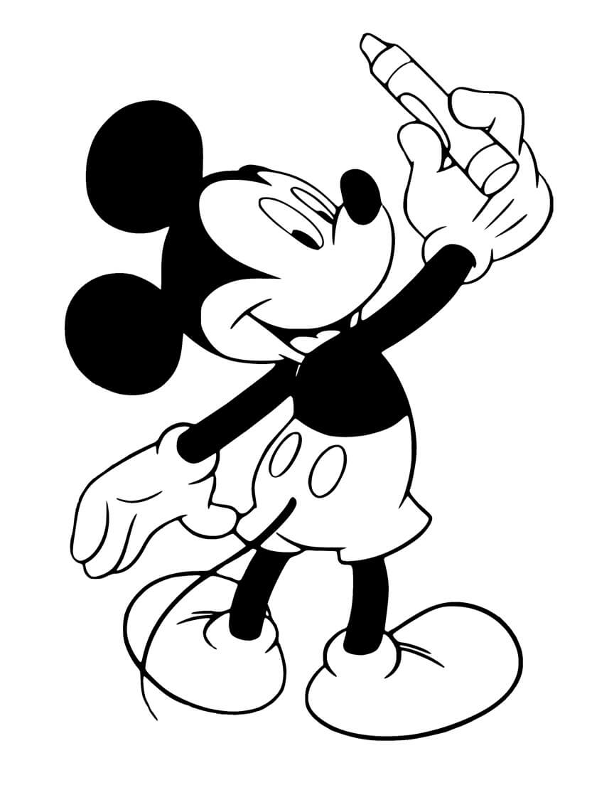 Mickey Mouse Sosteniendo Crayones