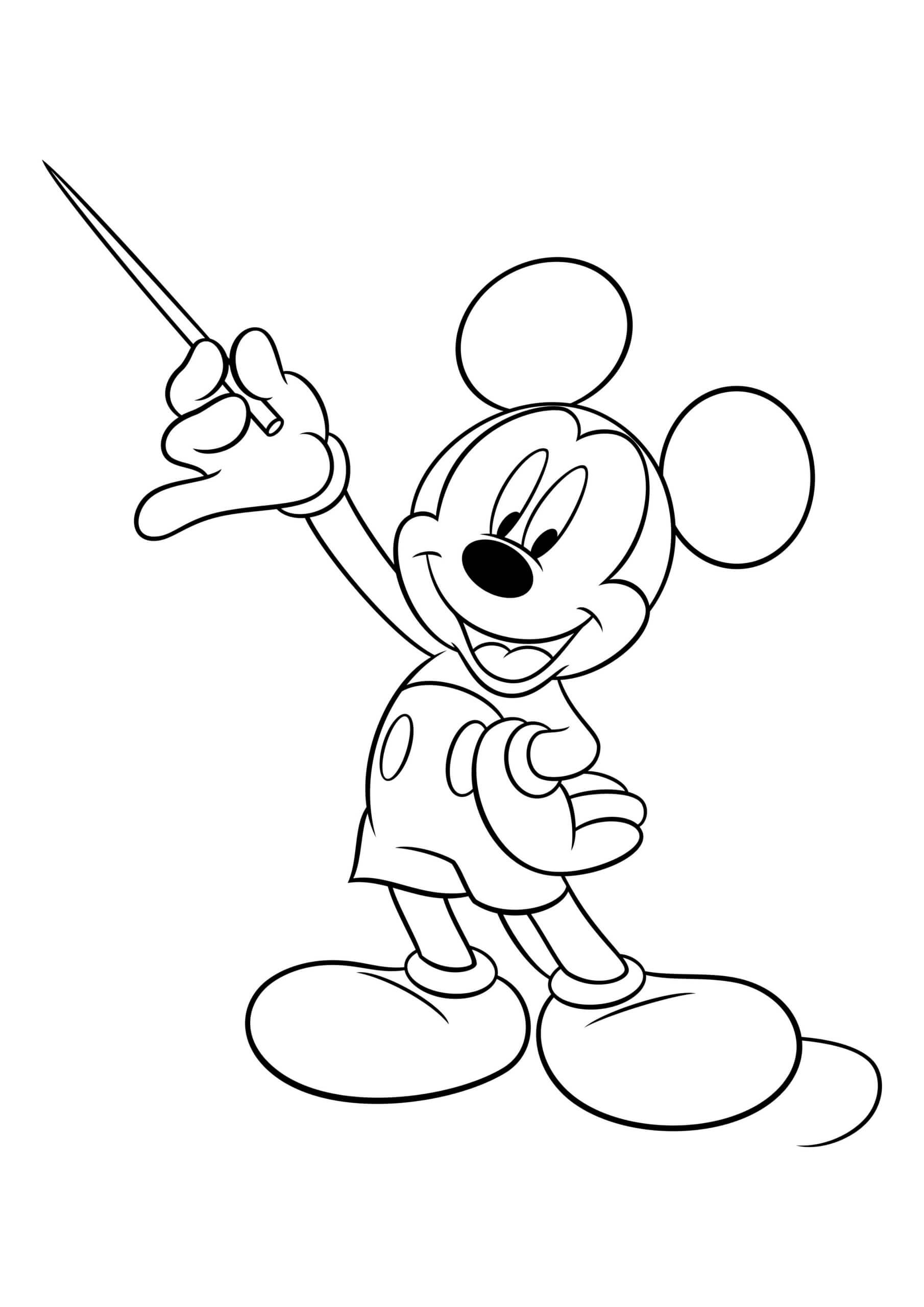 Mickey Mouse Sosteniendo un Palo