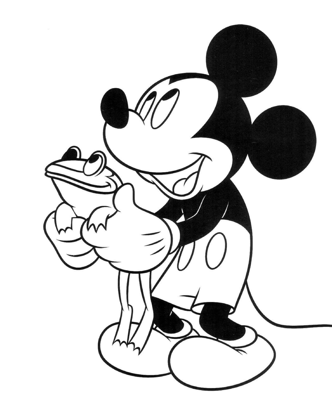 Mickey Mouse sosteniendo Rana