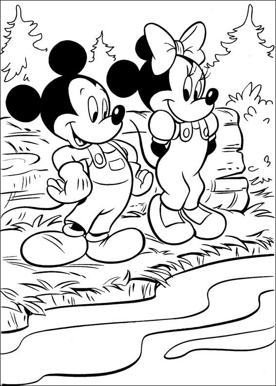 Mickey Mouse y Minnie Mouse cerca del Río