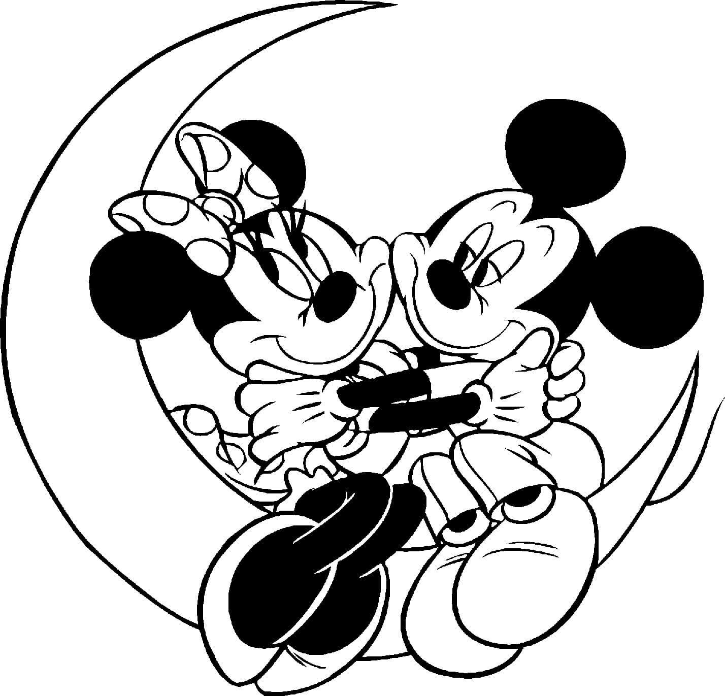 Mickey y Minnie Mouse en la Luna