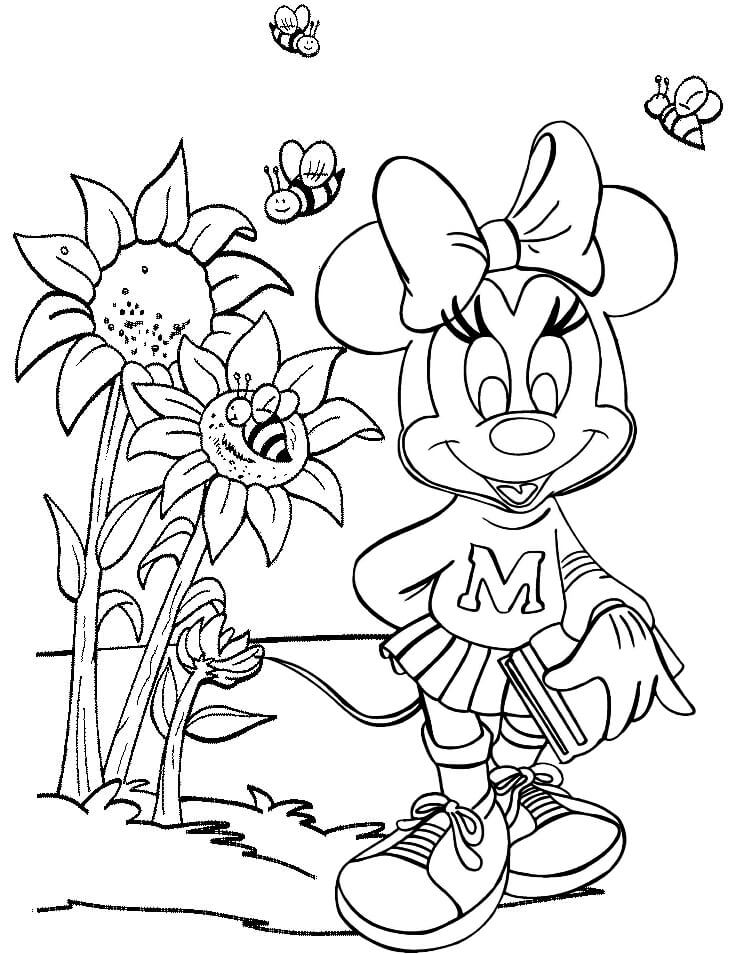 Minnie Mouse con Flor y Abejas