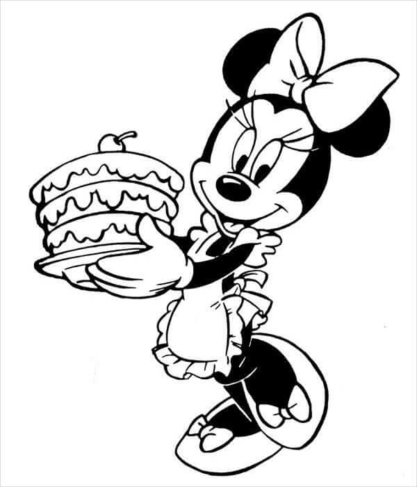 Minnie Mouse con Pastel de Cumpleaños