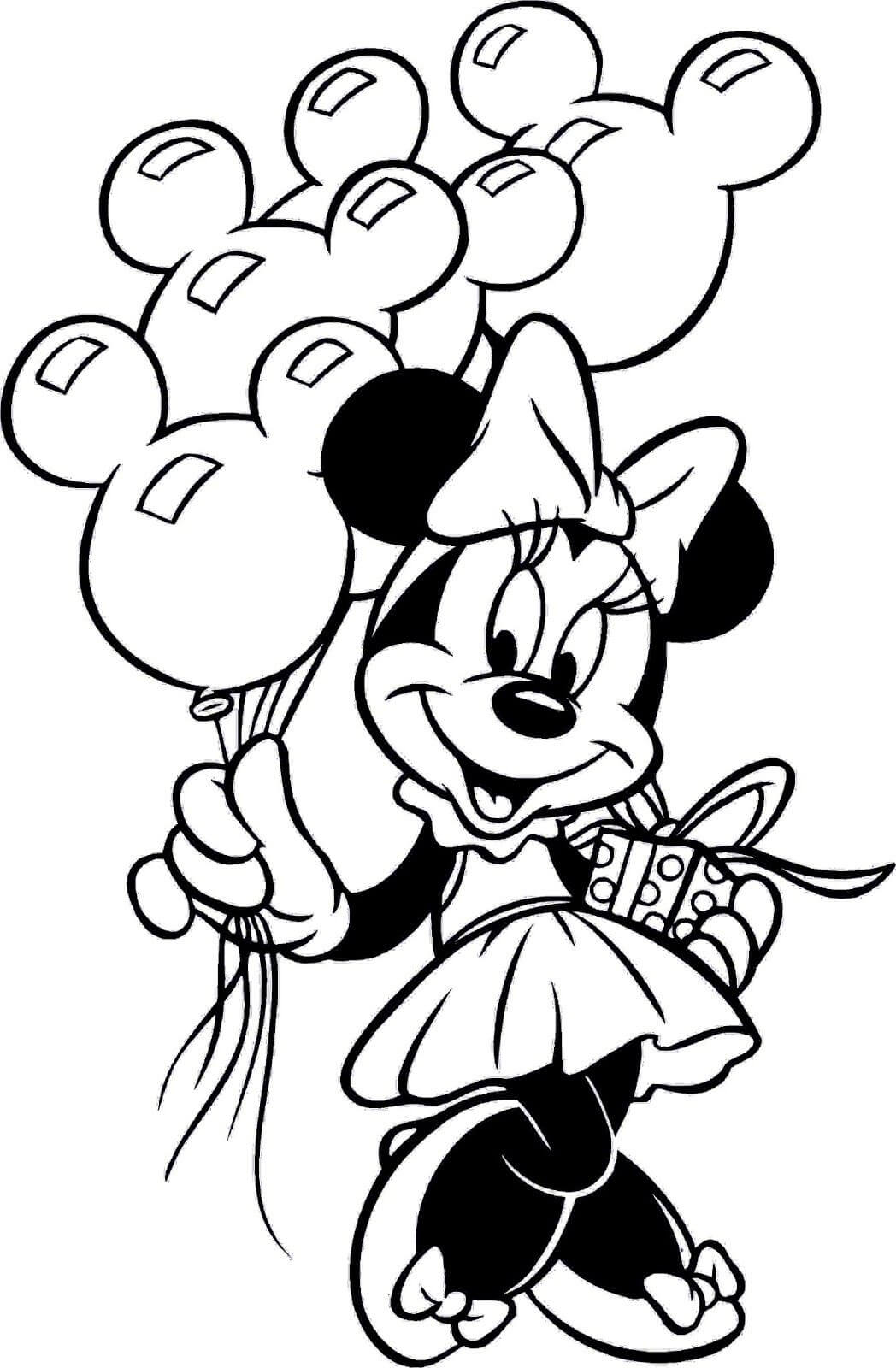 Minnie Mouse sosteniendo Globo