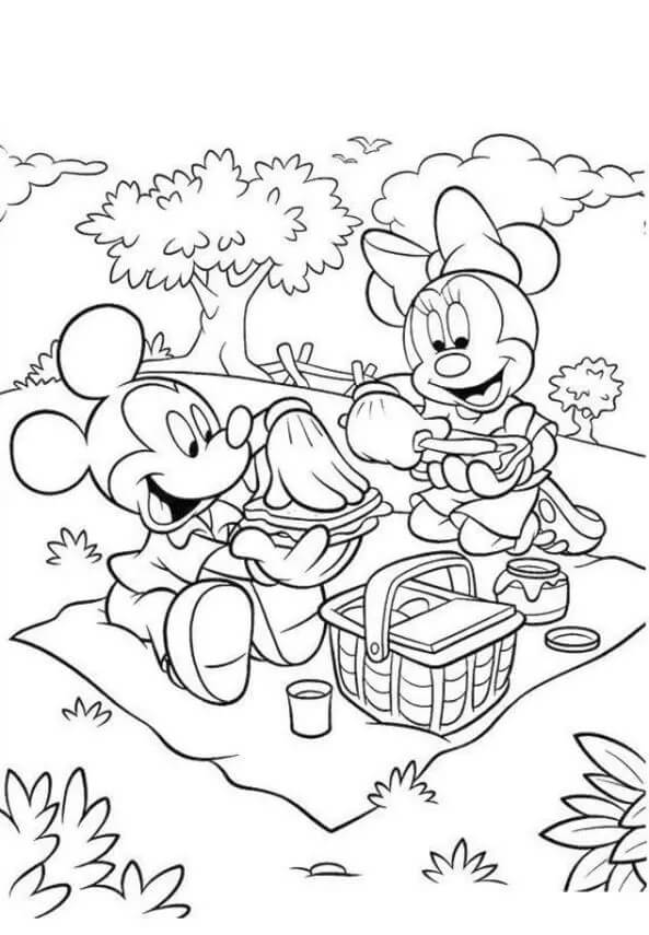 Minnie Mouse y Mickey en Picnic