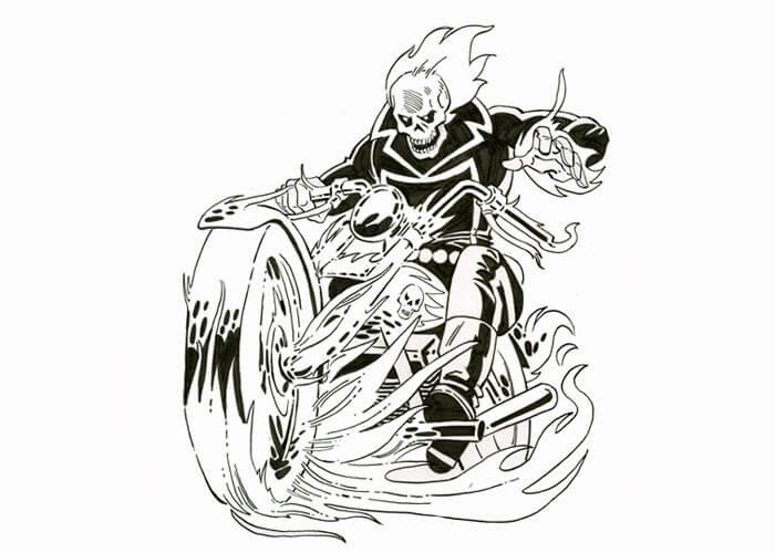  Motocicleta Ghost Rider para colorear, imprimir e dibujar –ColoringOnly.Com