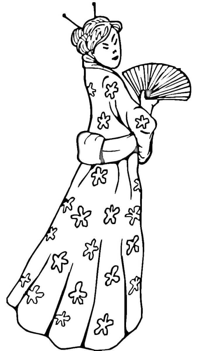 Mujer China, en, un, Vestido Tradicional