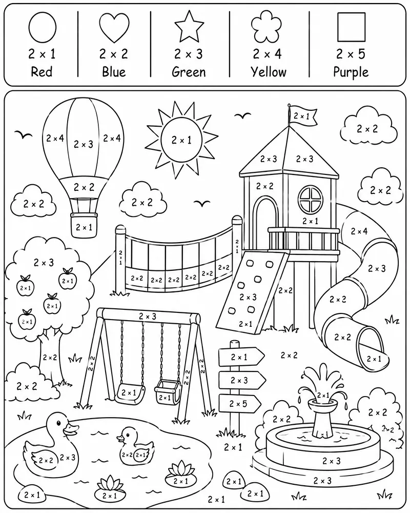 Multiplicación Y Diversión En El Parque Infantil