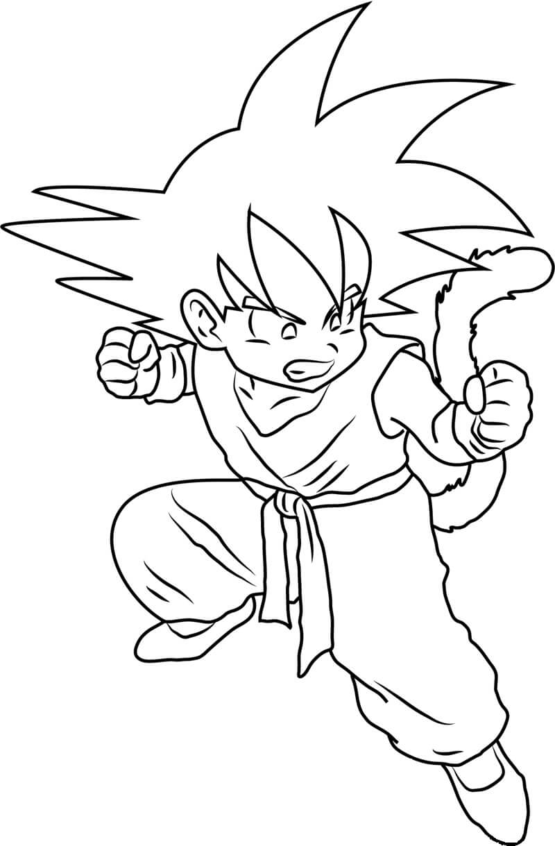 Niño Enojado Goku para colorear, imprimir e dibujar –
