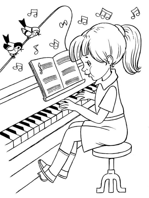 Adorable Piano Para Colorear Imprimir E Dibujar Coloringonly Com