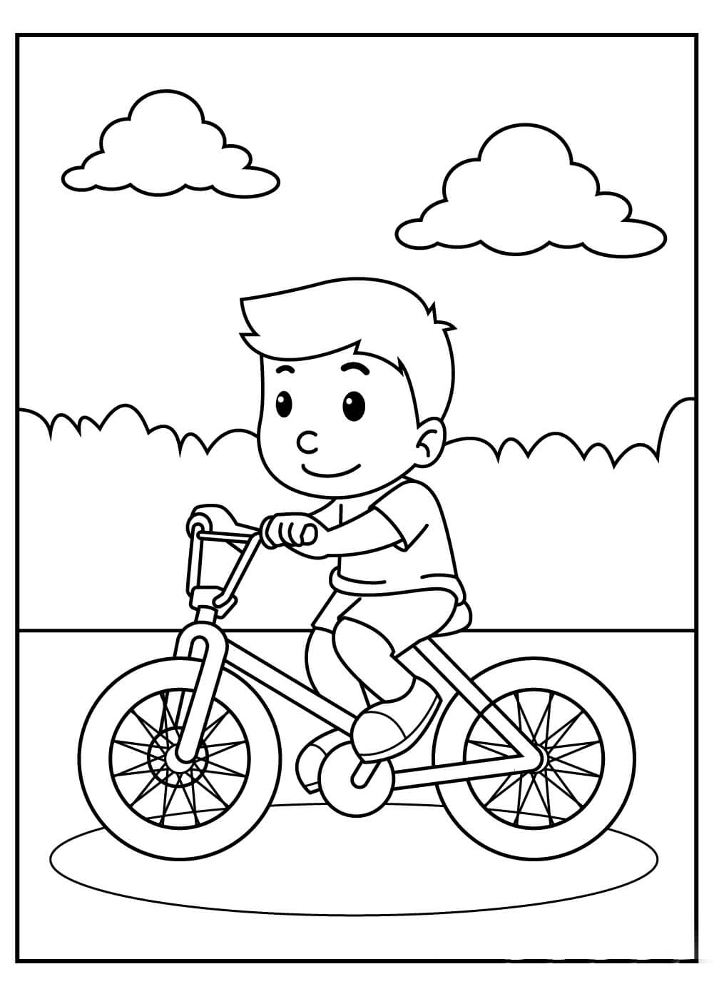 Niño Sonriente Montando Bicicleta