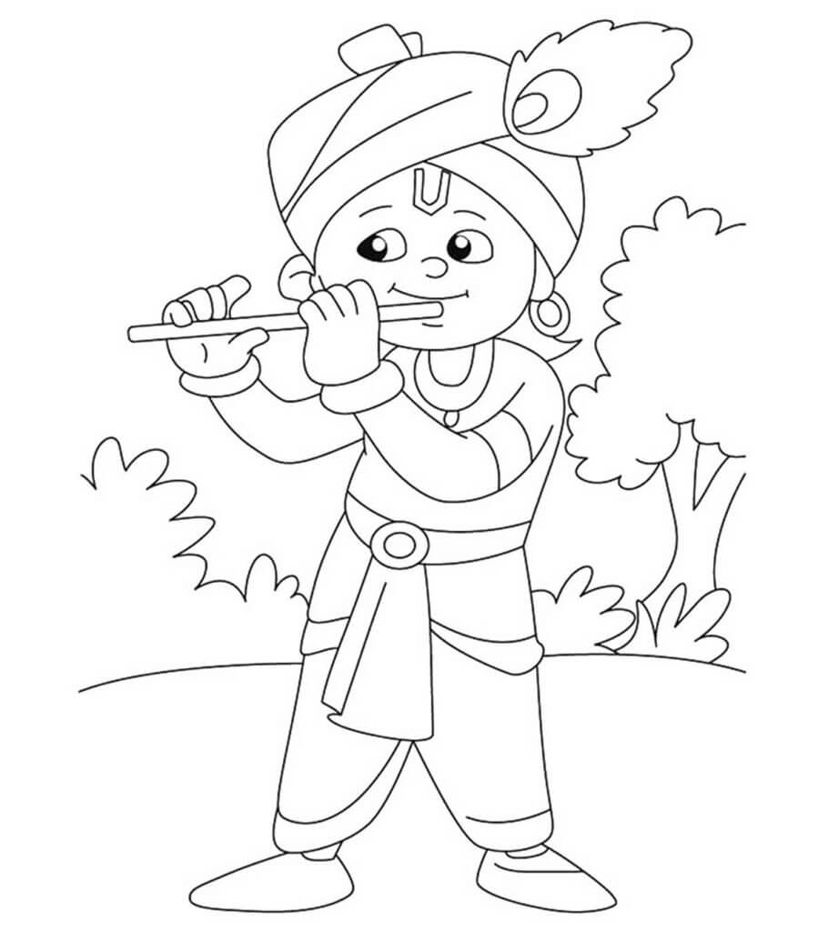 Niño de Dibujos Animados Tocando la Flauta