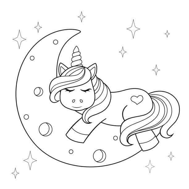 Niño unicornio en la Luna
