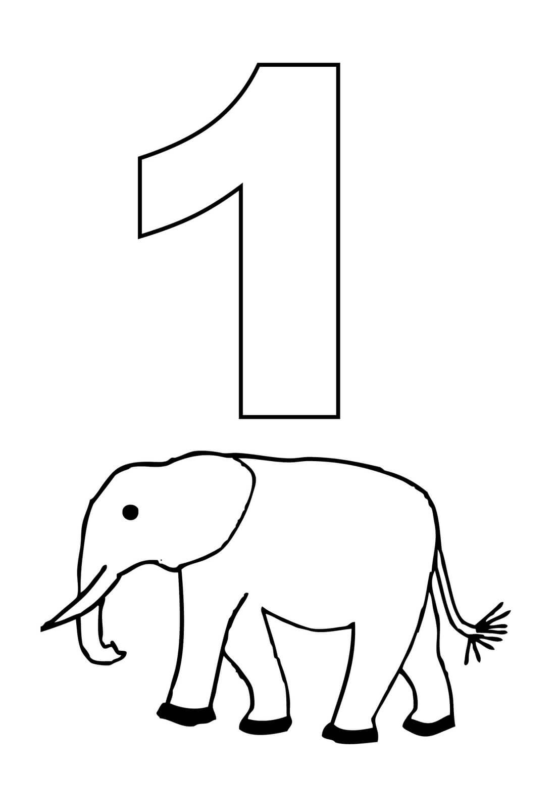 Número 1 y Elefante