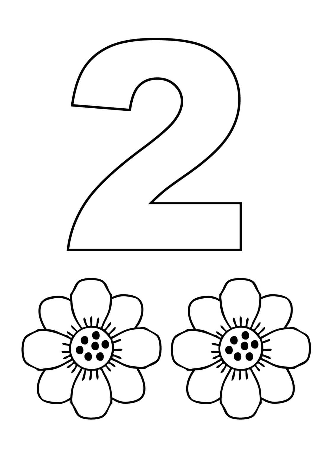 Número 2 y Dos Flores