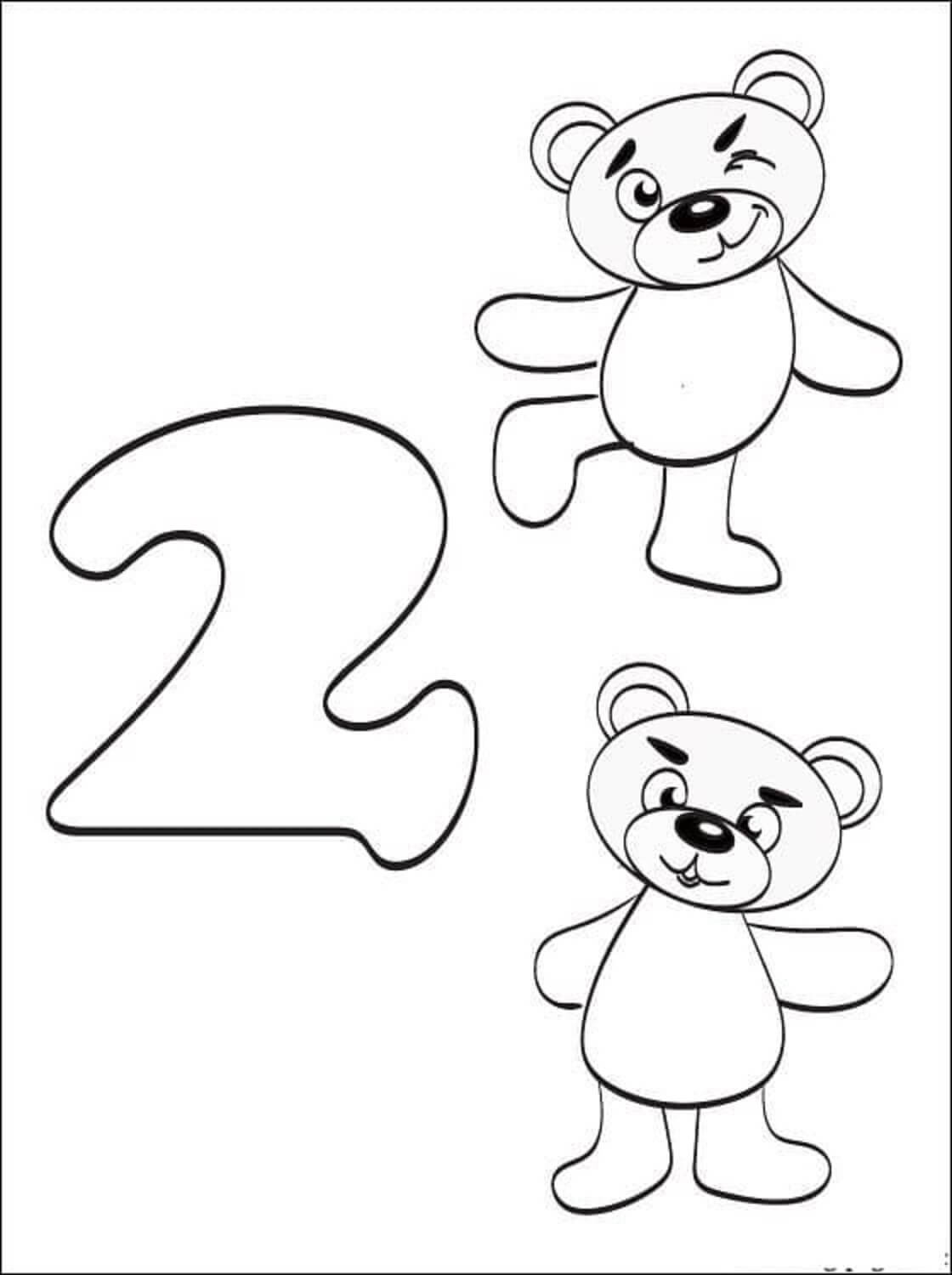 Раскраска цифра 2 для дошкольников