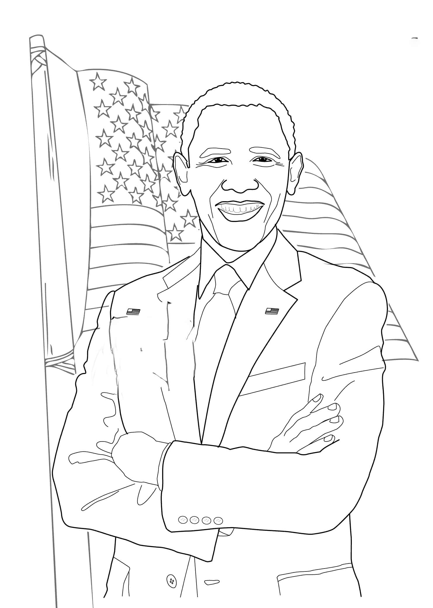 Obama con la Bandera de Estados Unidos