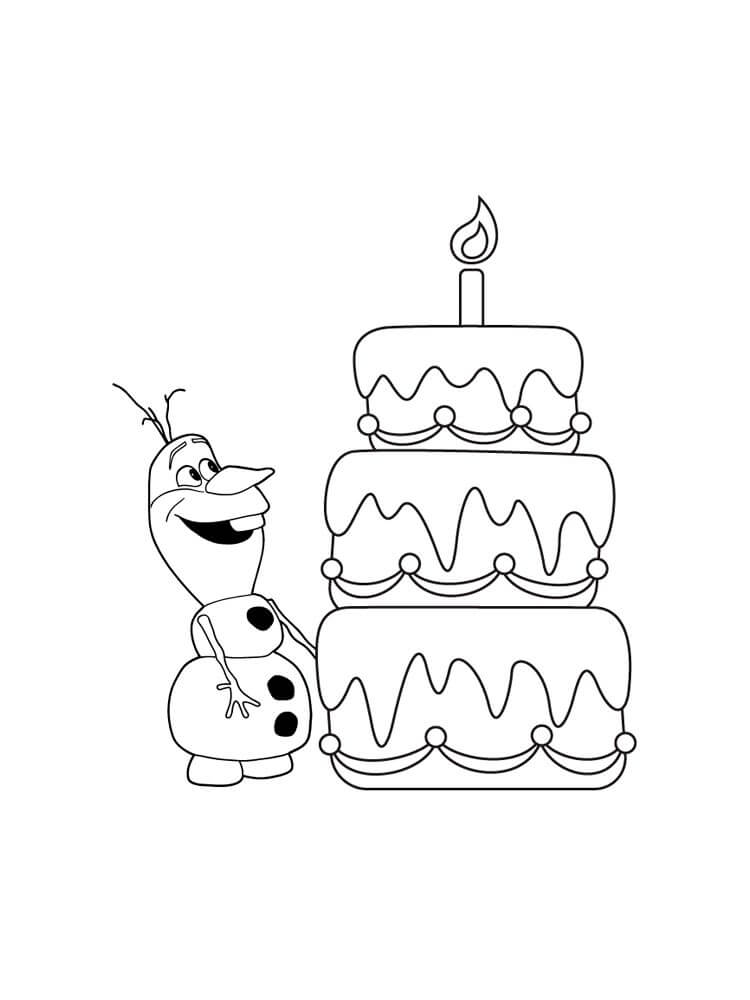 Olaf con Pastel de Cumpleaños
