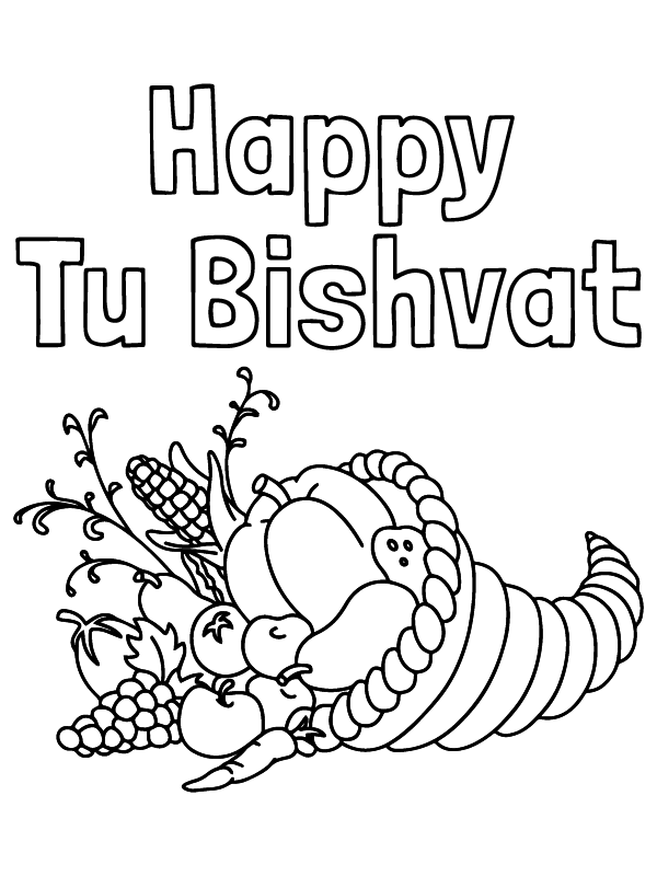 Página para Colorear Feliz de Tu Bishvat