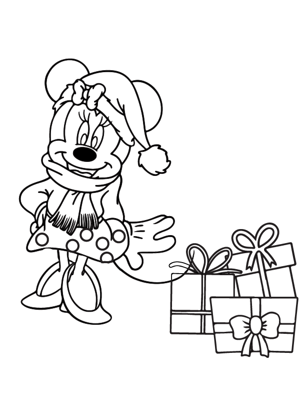 Página para Colorear de Minnie Mouse Navideña Encantada