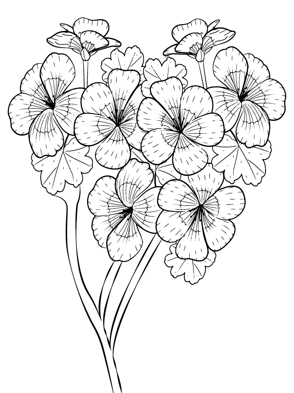 Página para Colorear de Ramo de Flores de Petunia