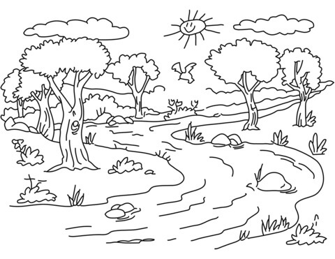 Paisaje del Río para colorear, imprimir e dibujar – Paisaje del Río para colorear, imprimir e dibujar –