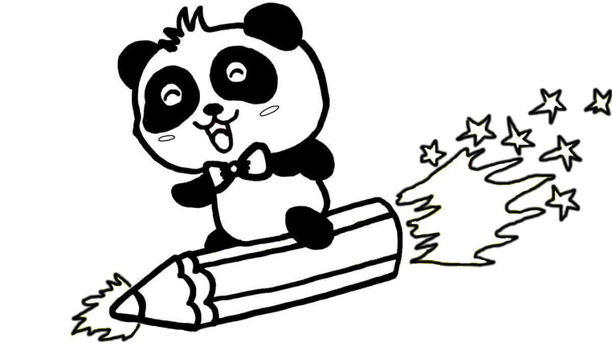 Panda con lápiz Cohete