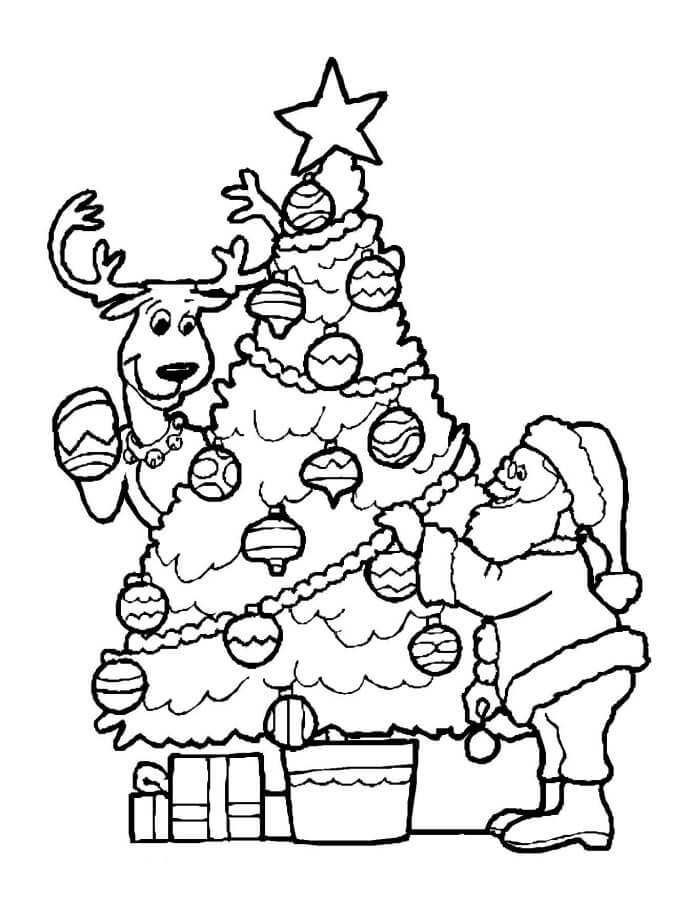 Papá Noel y Árbol de Navidad con Reno