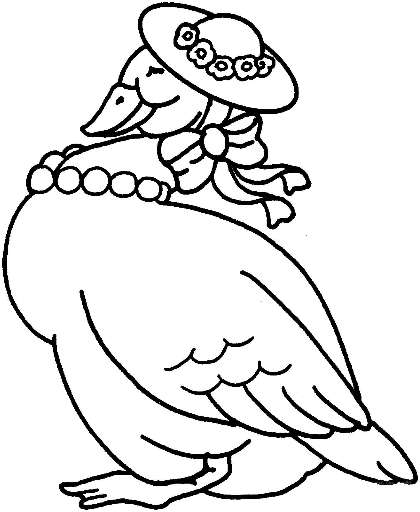 Pato con Sombrero y Collar de Perlas