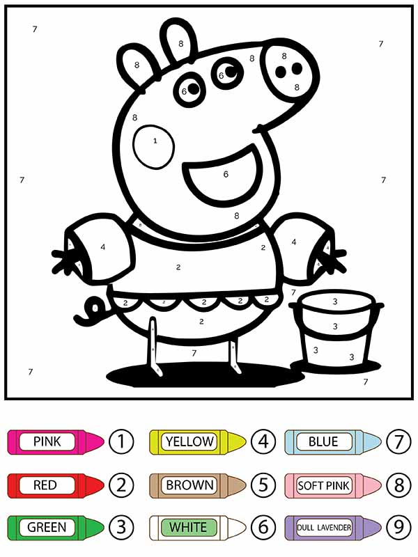 Peppa Pig Colorear por Números Página para Colorear